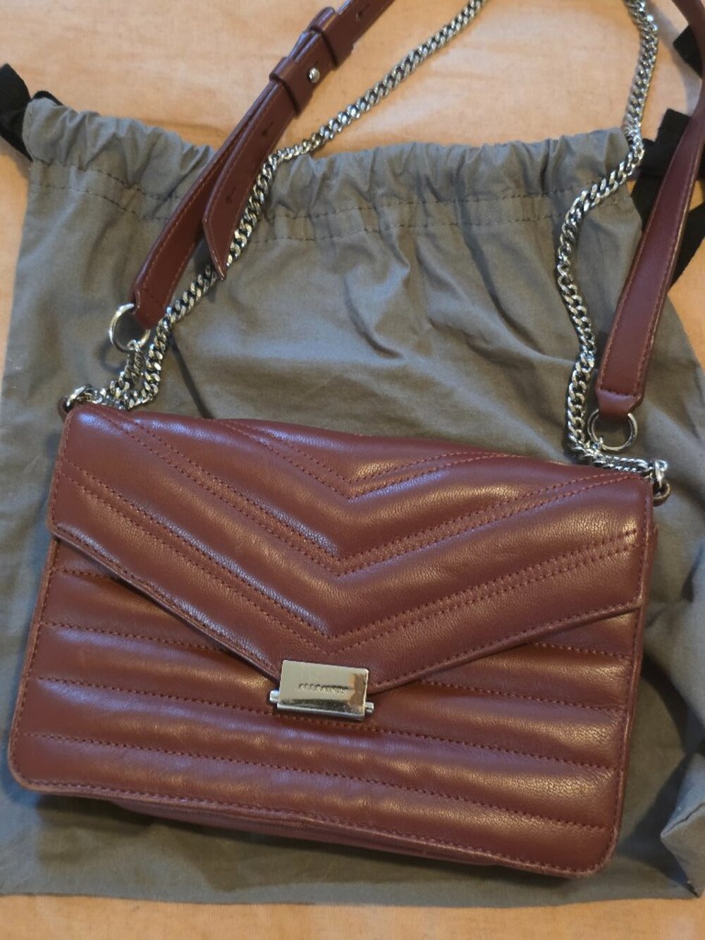 Allsaints Justine Small Crossbody Bag (Brick Red)